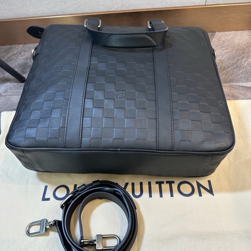 LV 路易威登 Damier 經典款黑武士全皮棋盤格 公文包-6