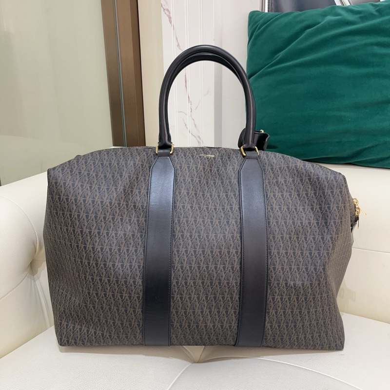 YSL/聖羅蘭 經典印花Logo 帆布 手提旅行包 男包 黑色-0