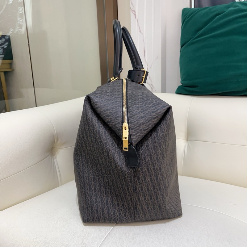 YSL/聖羅蘭 經典印花Logo 帆布 手提旅行包 男包 黑色-1