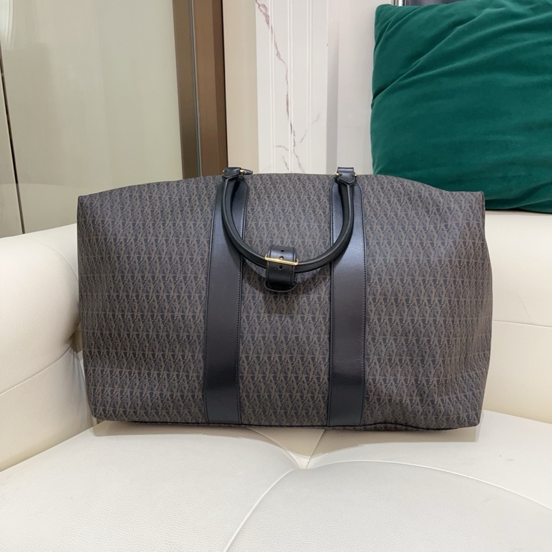 YSL/聖羅蘭 經典印花Logo 帆布 手提旅行包 男包 黑色-2