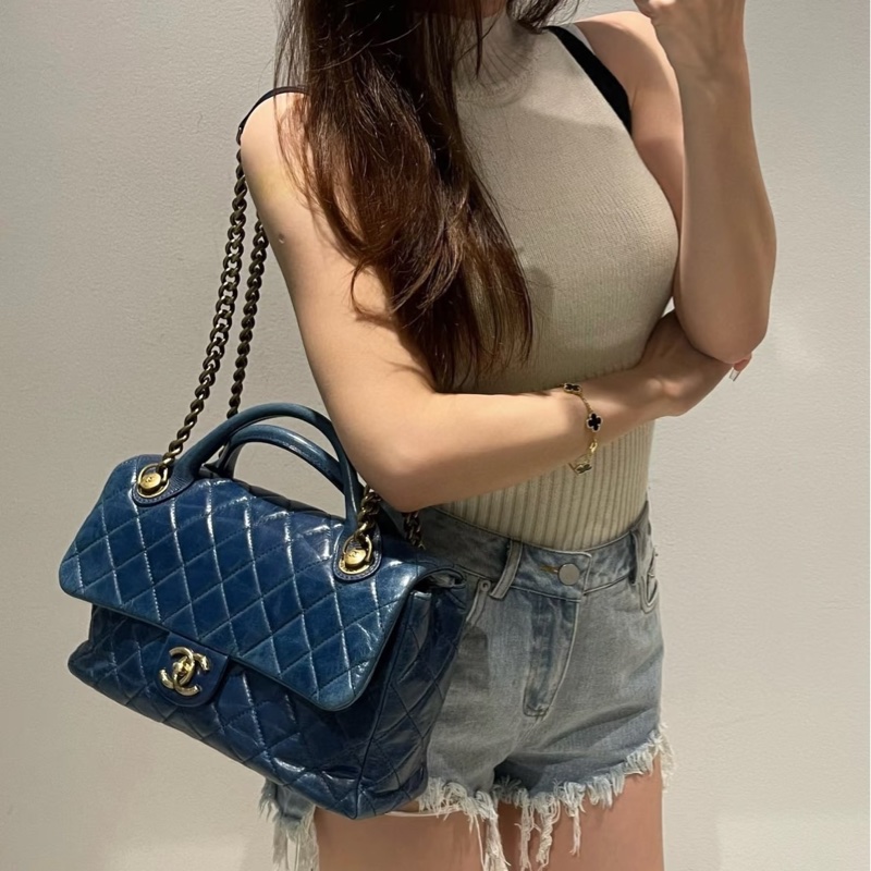 #全網最低收藏品割愛💰 #專櫃25萬 香奈兒Cf jumbo孟買系列深海藍口蓋包-10