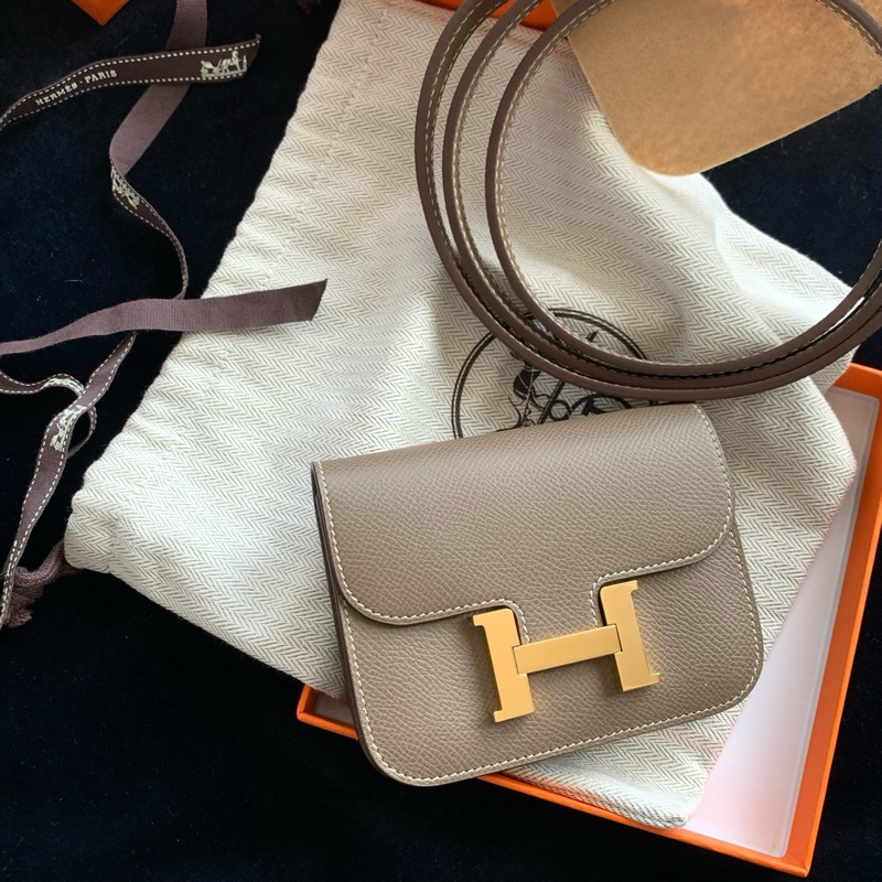 愛馬仕Hermes 大象灰金扣康康slim Y刻11cm。-1
