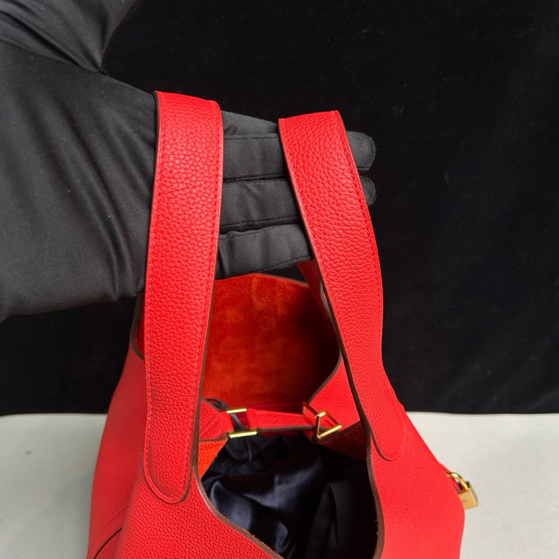HERMES/愛馬仕 Picotin菜籃子22 番茄紅色金扣 Y刻 TC皮 有鎖無鑰匙-5