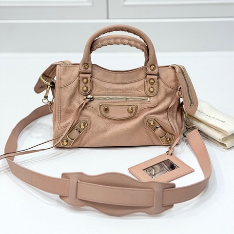 BALENCIAGA 巴黎世家 mini City 粉膚 裸粉 機車包 斜背包 肩背包 側背包 手提包