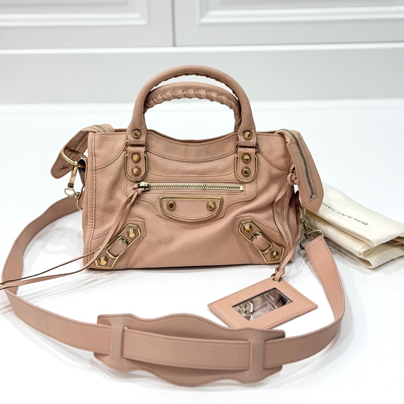 BALENCIAGA 巴黎世家 mini City 粉膚 裸粉 機車包 斜背包 肩背包 側背包 手提包-10