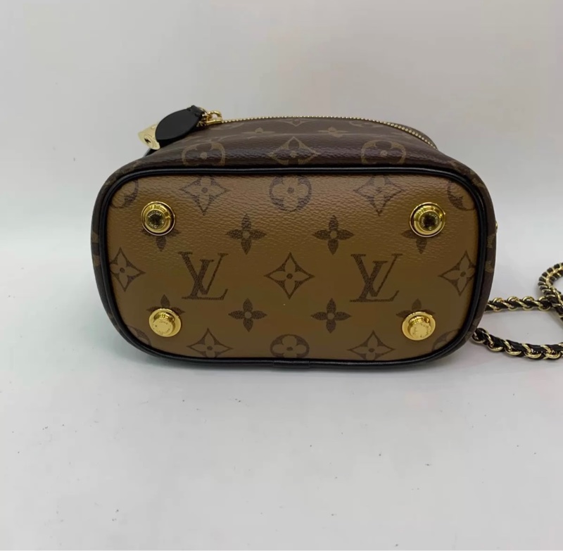 LV vanity焦糖拼色老花化妆盒子手提斜挎包-7