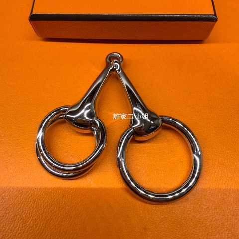 Hermes 96新閒置 Mors 90絲巾環/無鉛鈀金色
