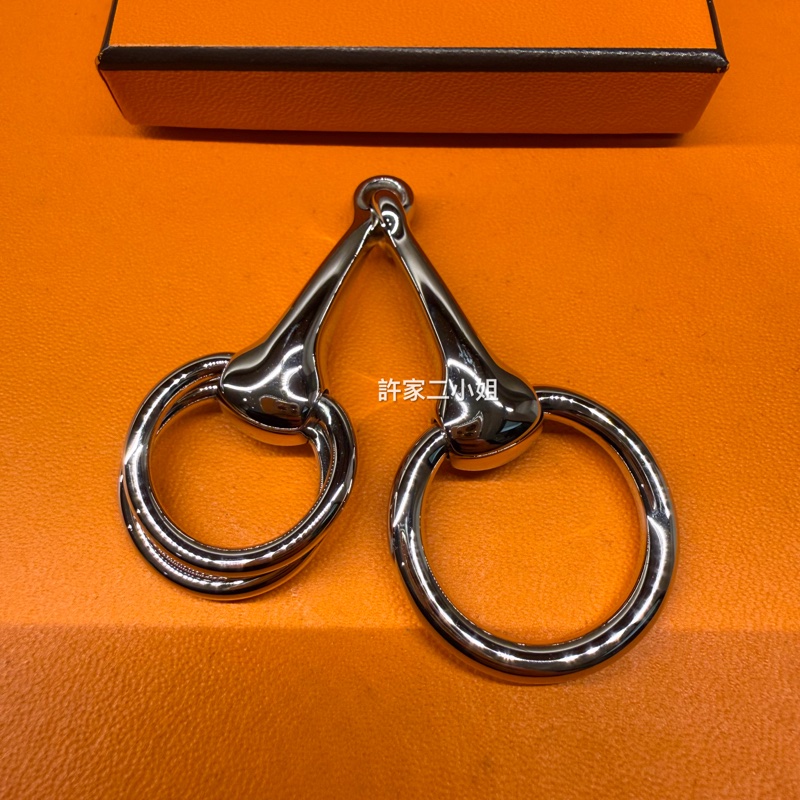 愛馬仕 96新閒置 Mors 90絲巾環/無鉛鈀金色-0