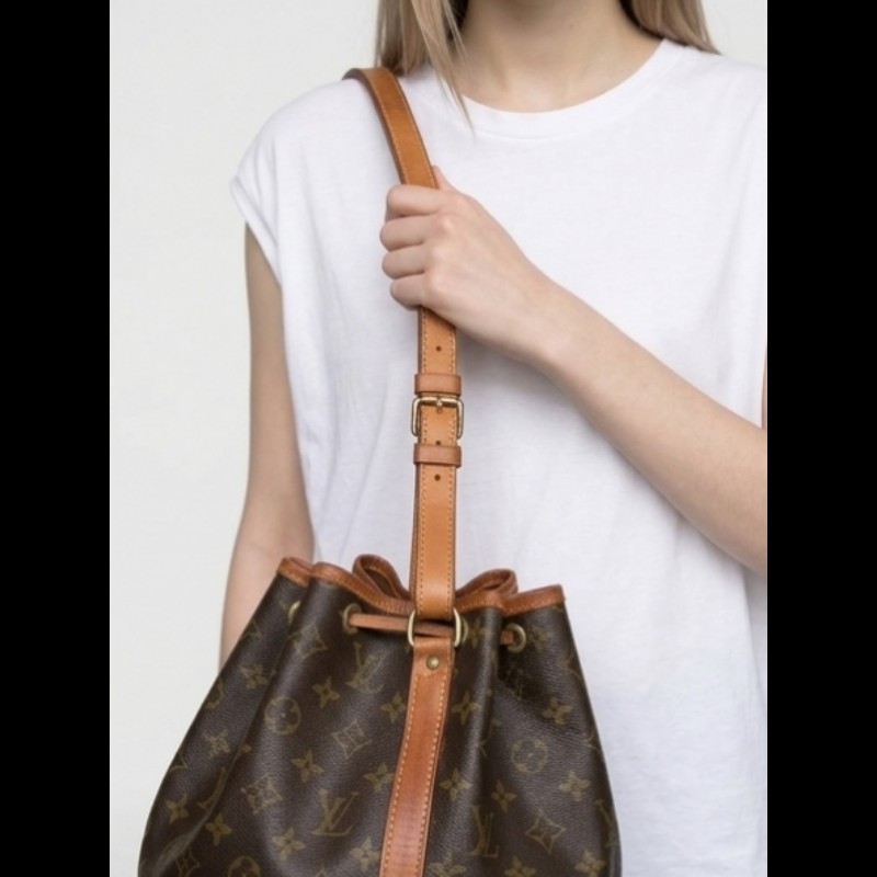 【美品】LV Louis Vuitton Noé 經典老花大號水桶包(絕版香檳包 / 焦糖蜜糖色 / 已貼心換全新牛皮繩)-4