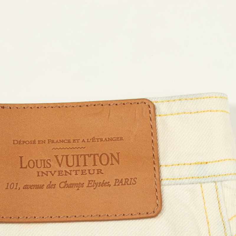 路易威登 (LOUIS VUITTON) 拉鍊式漂白迷你裙 #36 棉質白色二手女款 LV-5