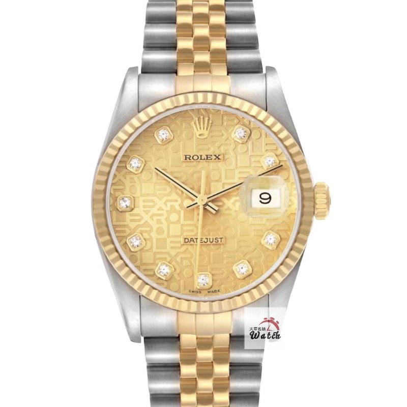【大眾名錶】ROLEX勞力士 16233 Datejust 蠔式日誌 金十鑽紀念面 原面未翻寫 錶徑36mm 自動上鍊 大眾名錶G303-0