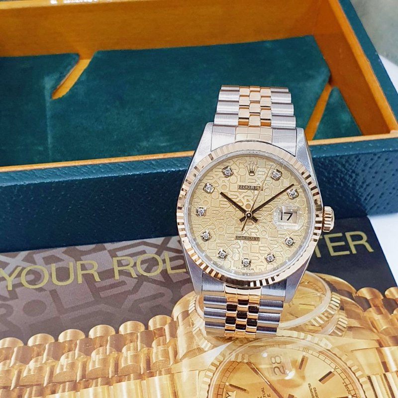 【大眾名錶】ROLEX勞力士 16233 Datejust 蠔式日誌 金十鑽紀念面 原面未翻寫 錶徑36mm 自動上鍊 大眾名錶G303-2
