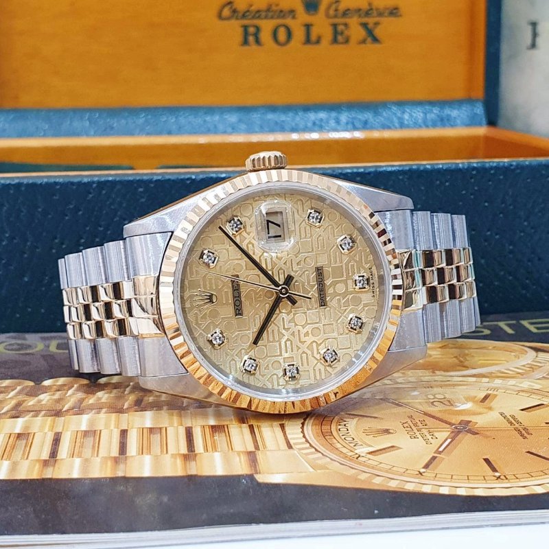 【大眾名錶】ROLEX勞力士 16233 Datejust 蠔式日誌 金十鑽紀念面 原面未翻寫 錶徑36mm 自動上鍊 大眾名錶G303-3