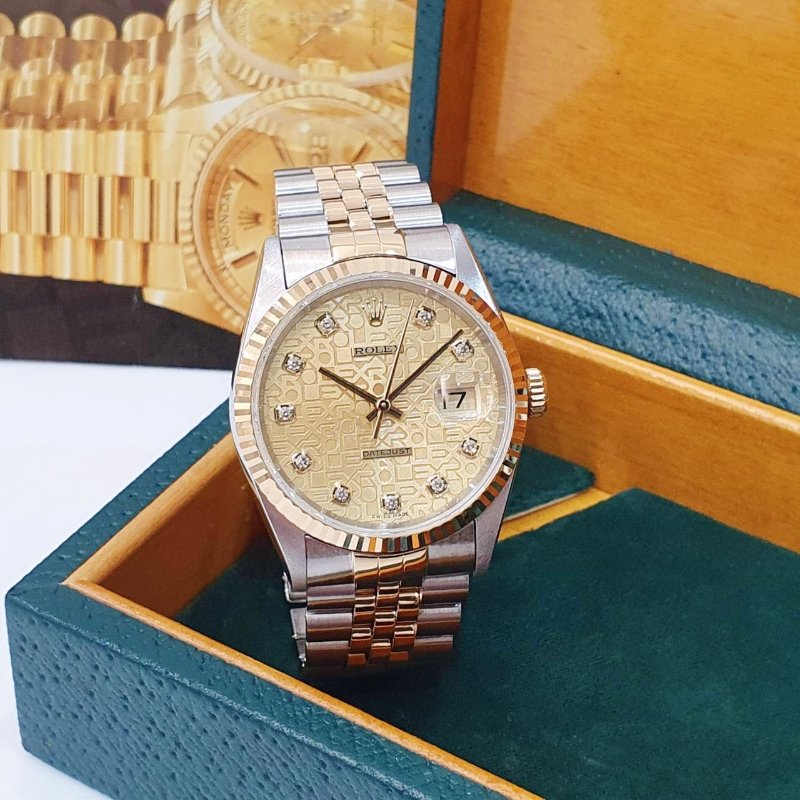 【大眾名錶】ROLEX勞力士 16233 Datejust 蠔式日誌 金十鑽紀念面 原面未翻寫 錶徑36mm 自動上鍊 大眾名錶G303-4