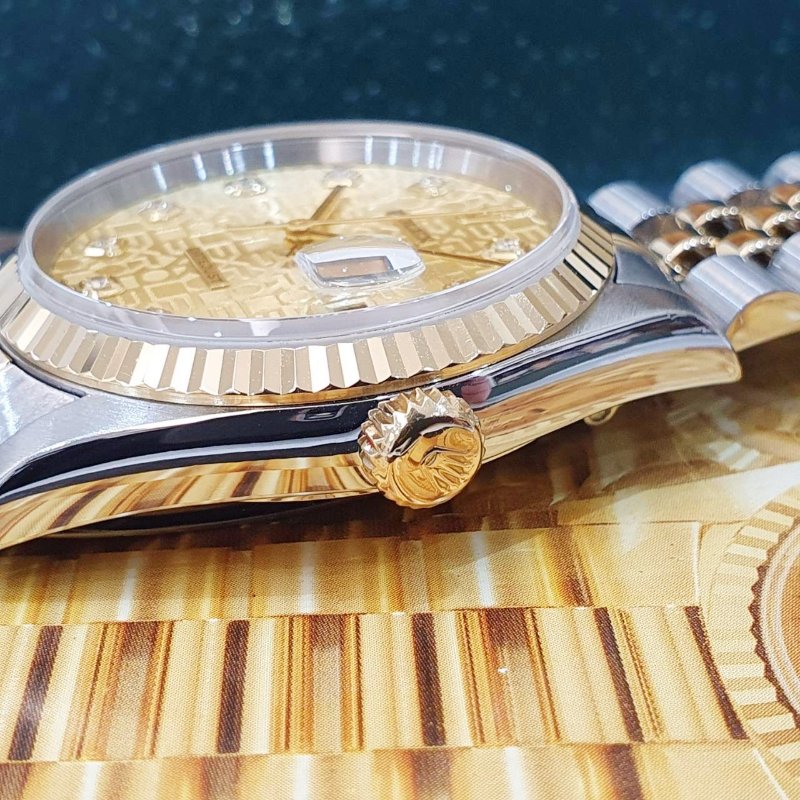 【大眾名錶】ROLEX勞力士 16233 Datejust 蠔式日誌 金十鑽紀念面 原面未翻寫 錶徑36mm 自動上鍊 大眾名錶G303-5