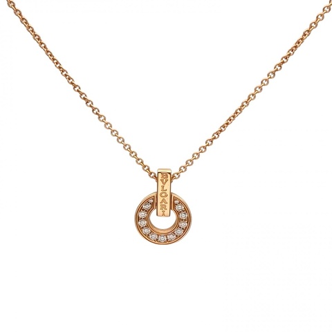 BVLGARI 銅錢項鏈滿鑽18K玫瑰金/鑽石