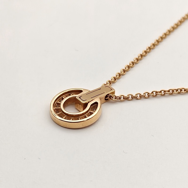 BVLGARI 銅錢項鏈滿鑽18K玫瑰金/鑽石-2