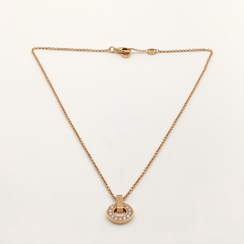 BVLGARI 銅錢項鏈滿鑽18K玫瑰金/鑽石-4