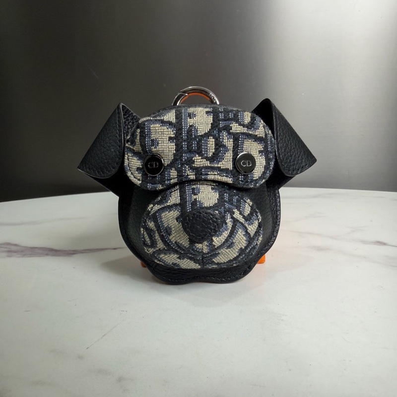 DIOR迪奧,Bobby D-TOUCH 經典老花拼粒面牛皮,磁性按鈕扣耳機包,尺寸:9.5x9-1
