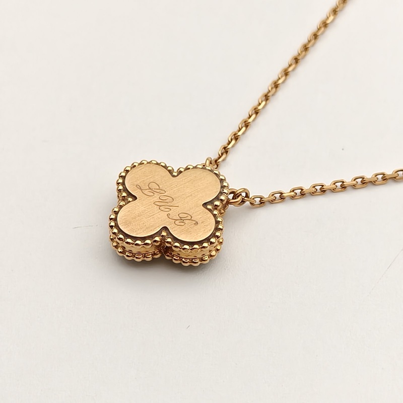 VAN CLEEF&ARPELS VintageAlhambra中號單花項鏈13年聖誕18K黃金/鑽石/孔雀石-2