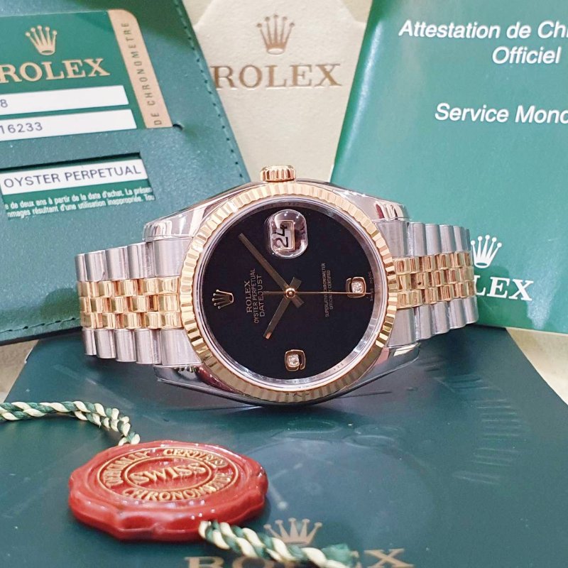 【大眾名錶】ROLEX勞力士 116233 Datejust 蠔式日誌 2009/04卡 市場罕見 寶石面 黑瑪瑙6.9鑽面盤 台灣保卡 大眾名錶B1335-3