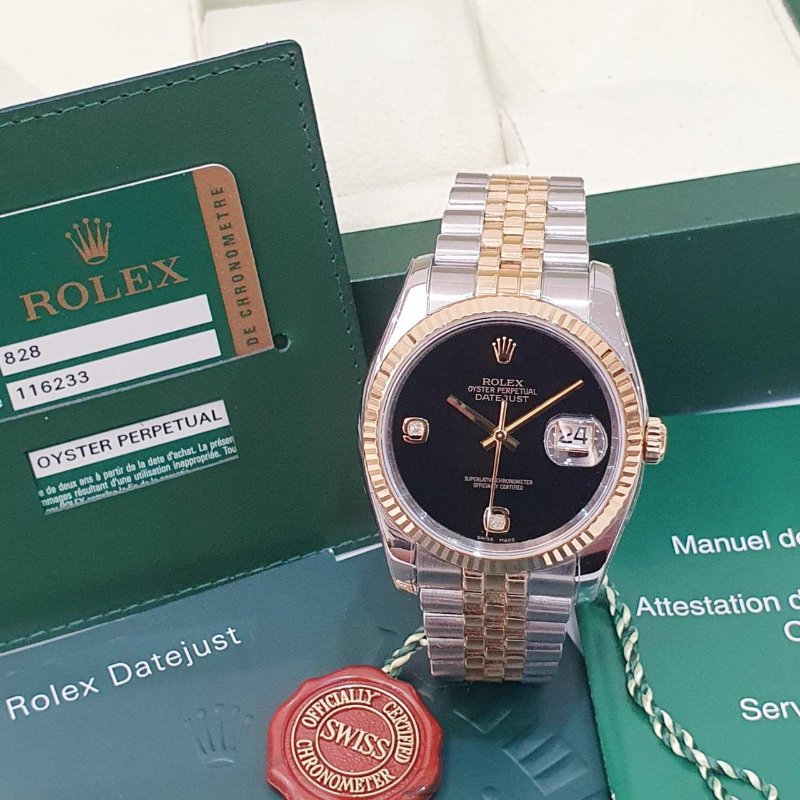 【大眾名錶】ROLEX勞力士 116233 Datejust 蠔式日誌 2009/04卡 市場罕見 寶石面 黑瑪瑙6.9鑽面盤 台灣保卡 大眾名錶B1335-4
