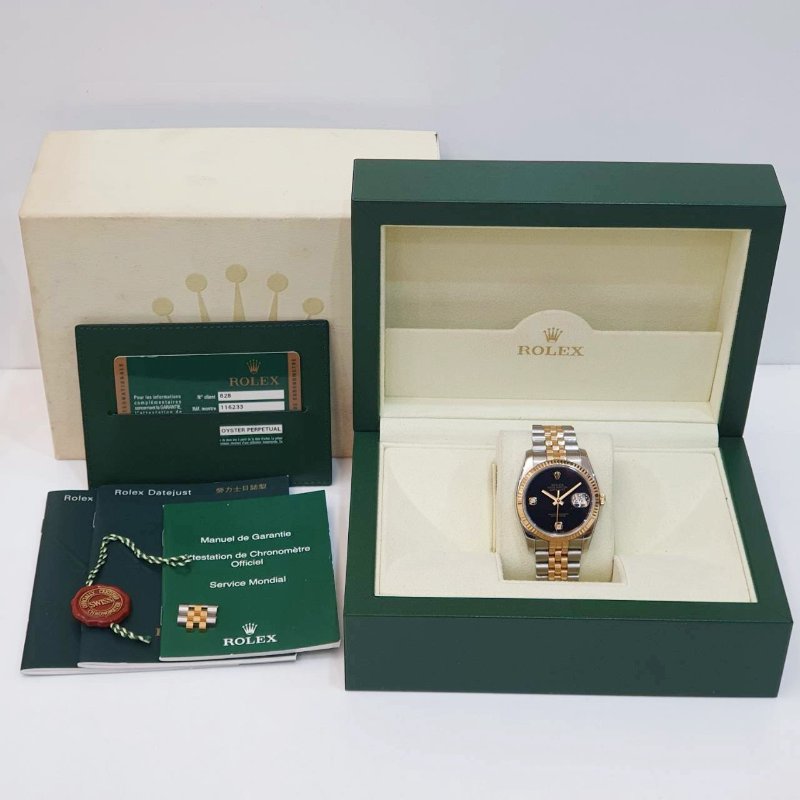 【大眾名錶】ROLEX勞力士 116233 Datejust 蠔式日誌 2009/04卡 市場罕見 寶石面 黑瑪瑙6.9鑽面盤 台灣保卡 大眾名錶B1335-9