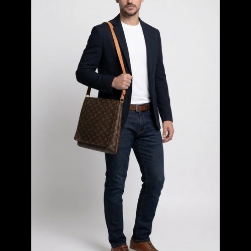 【Vintage經典】Louis Vuitton LV M51256 Monogram 經典老花大王菲包 / 翻蓋斜背包(Musette)-0