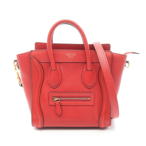 CELINE Luggage Nano Shopper 單肩手提包 189243 紅色皮革 二手 女士