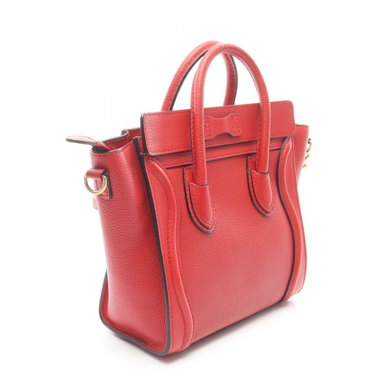 CELINE Luggage Nano Shopper 單肩手提包 189243 紅色皮革 二手 女士-1