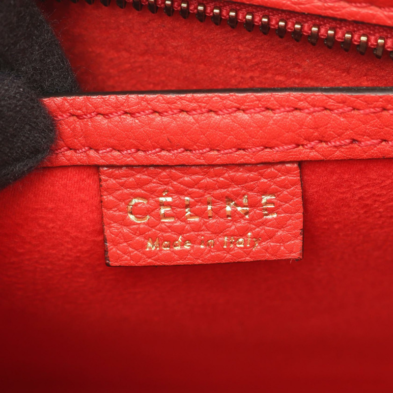 CELINE Luggage Nano Shopper 單肩手提包 189243 紅色皮革 二手 女士-3