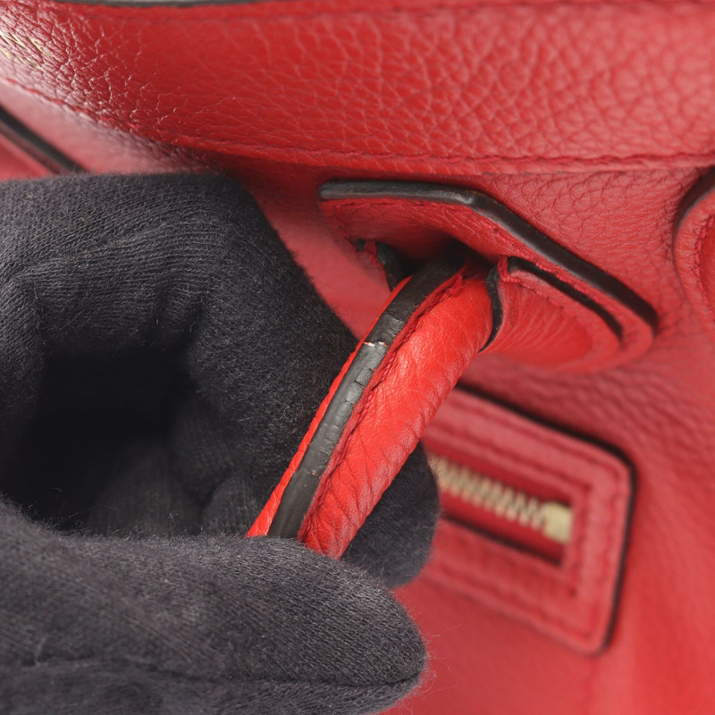 CELINE Luggage Nano Shopper 單肩手提包 189243 紅色皮革 二手 女士-5