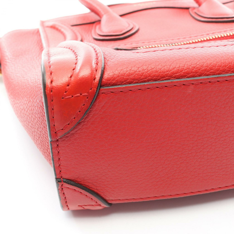CELINE Luggage Nano Shopper 單肩手提包 189243 紅色皮革 二手 女士-8