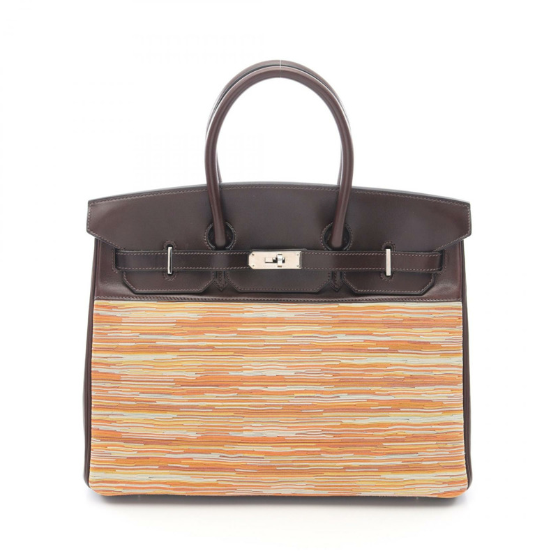 HERMES Birkin 35 手提包 G Barenia 皮革 Vibrato Ebene SHW-0
