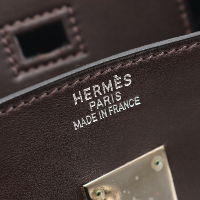 HERMES Birkin 35 手提包 G Barenia 皮革 Vibrato Ebene SHW-3