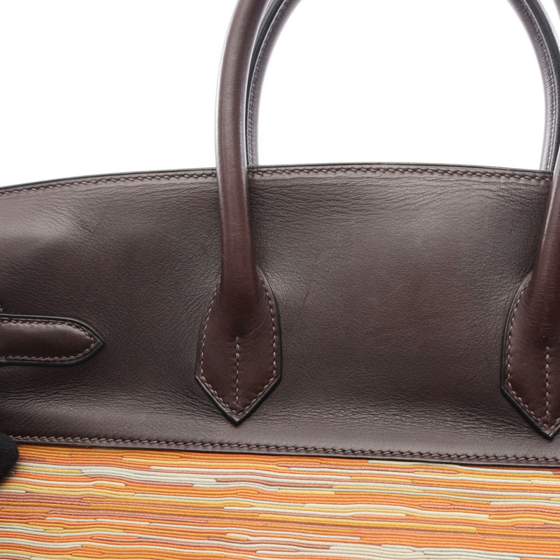 HERMES Birkin 35 手提包 G Barenia 皮革 Vibrato Ebene SHW-6