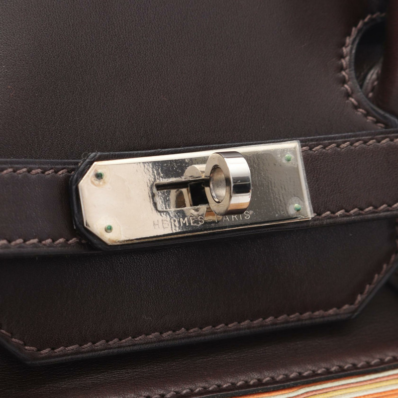 HERMES Birkin 35 手提包 G Barenia 皮革 Vibrato Ebene SHW-10