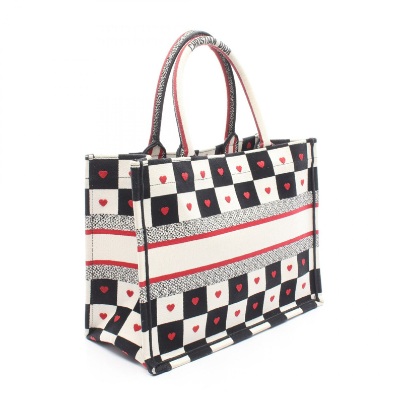 Dior BOOK TOTE 中號 DIORAMOUR D-CHESS 手提包 帆布 米色 黑色 紅色 二手 女士-1