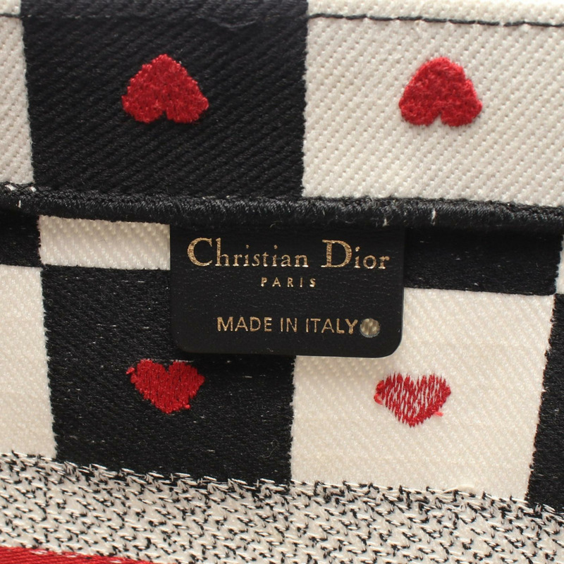 Dior BOOK TOTE 中號 DIORAMOUR D-CHESS 手提包 帆布 米色 黑色 紅色 二手 女士-3