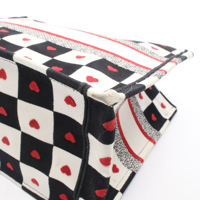 Dior BOOK TOTE 中號 DIORAMOUR D-CHESS 手提包 帆布 米色 黑色 紅色 二手 女士-4