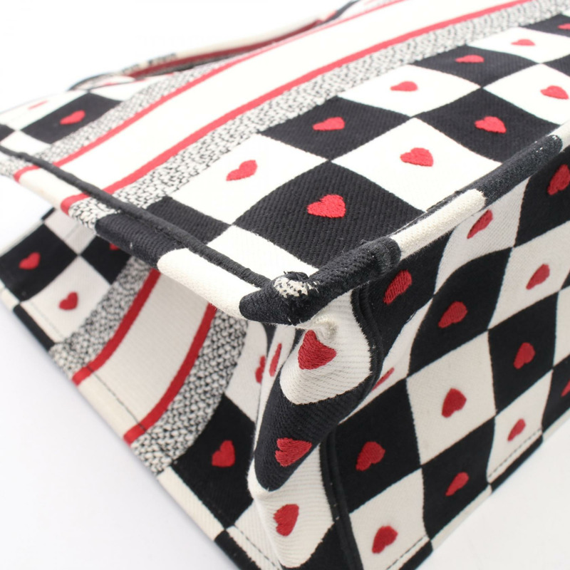 Dior BOOK TOTE 中號 DIORAMOUR D-CHESS 手提包 帆布 米色 黑色 紅色 二手 女士-5
