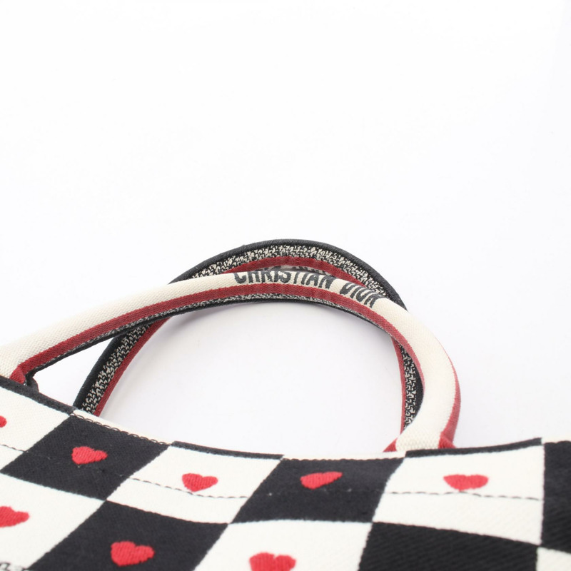 Dior BOOK TOTE 中號 DIORAMOUR D-CHESS 手提包 帆布 米色 黑色 紅色 二手 女士-8