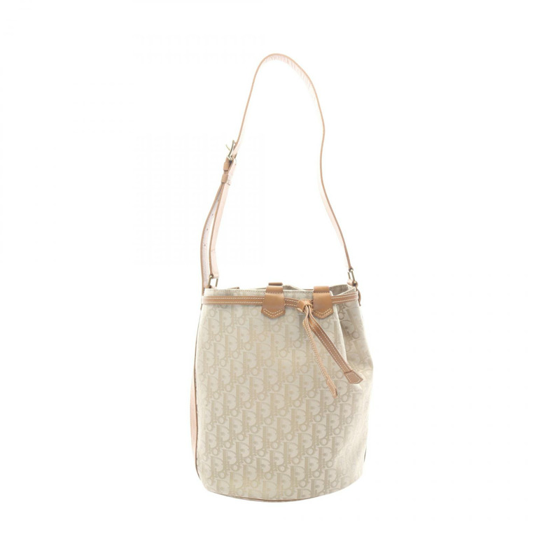 Christian Dior Trotter 單肩包,皮革尼龍帆布,米色棕色,二手女款-0