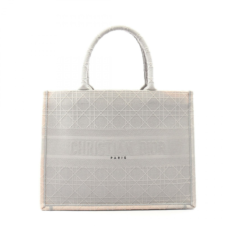 Christian Dior BOOK TOTE 中型手提包 帆布 灰色 二手 女士 Logo-0