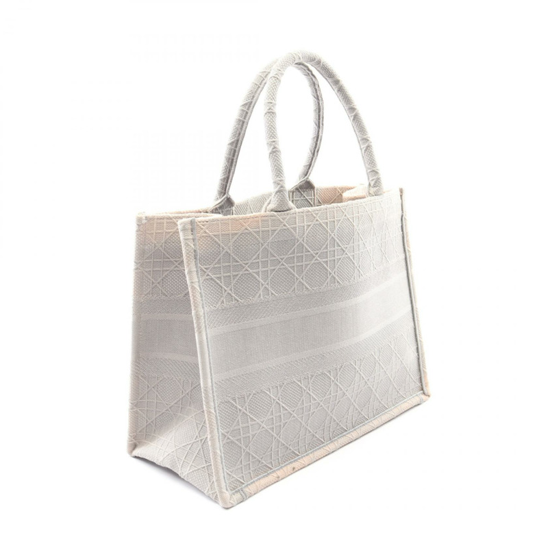 Christian Dior BOOK TOTE 中型手提包 帆布 灰色 二手 女士 Logo-1
