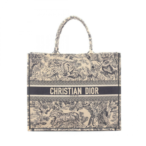Christian Dior BOOK TOTE 大手提包 帆布 米色 海軍藍 二手 女士