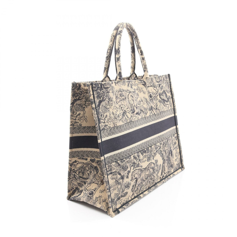 Christian Dior BOOK TOTE 大手提包 帆布 米色 海軍藍 二手 女士-1