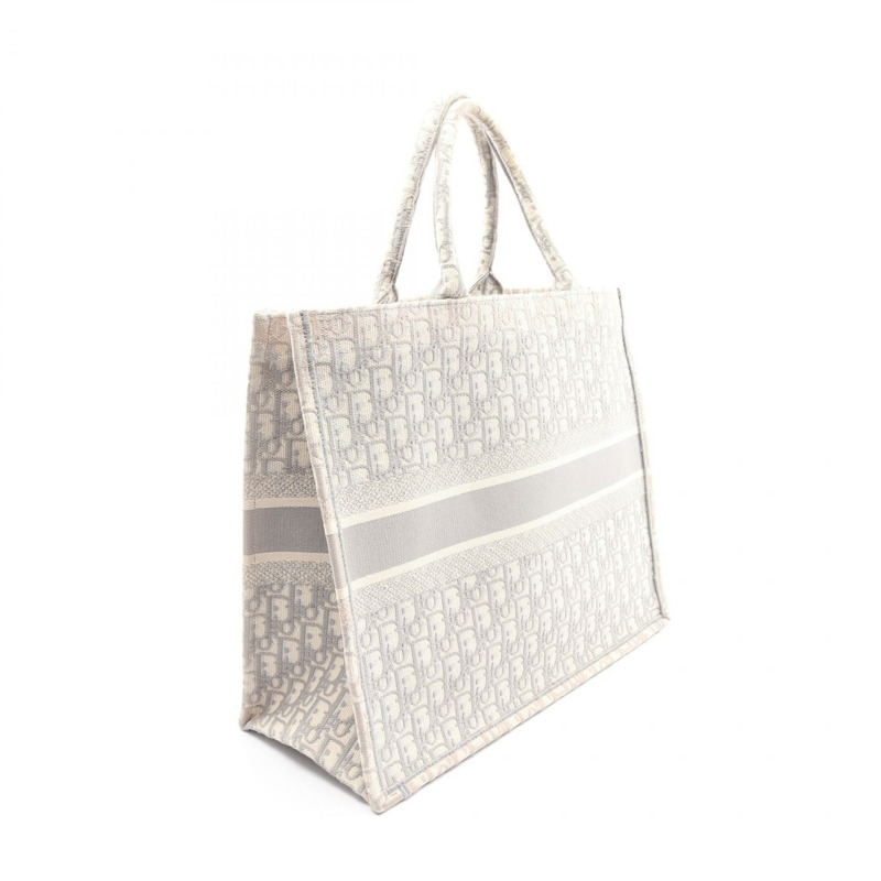 Christian Dior BOOK TOTE 大斜挎手提包 帆布 灰色 白色 二手 女士-1