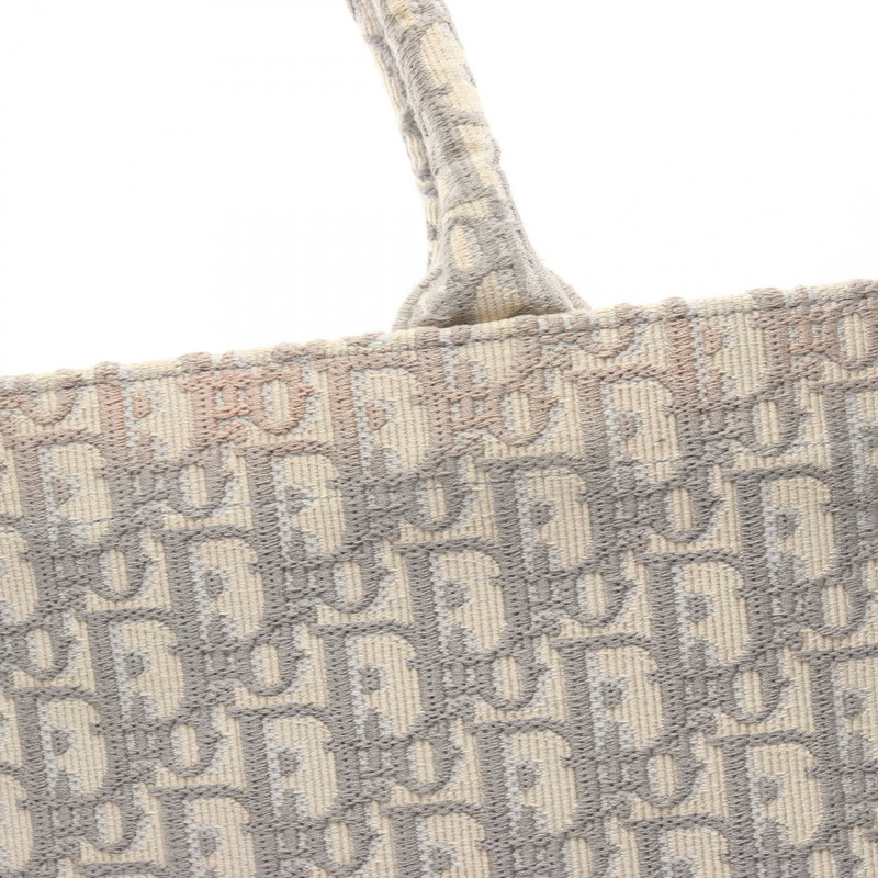 Christian Dior BOOK TOTE 大斜挎手提包 帆布 灰色 白色 二手 女士-4