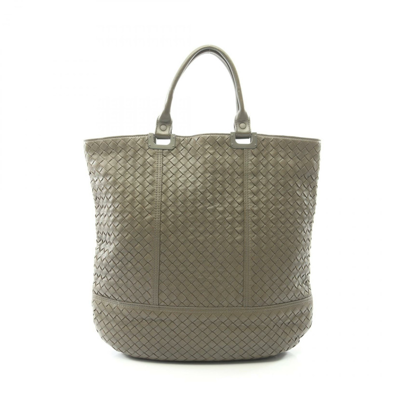 BOTTEGA VENETA Intrecciato 手提包 皮革 灰色 二手 女式-0